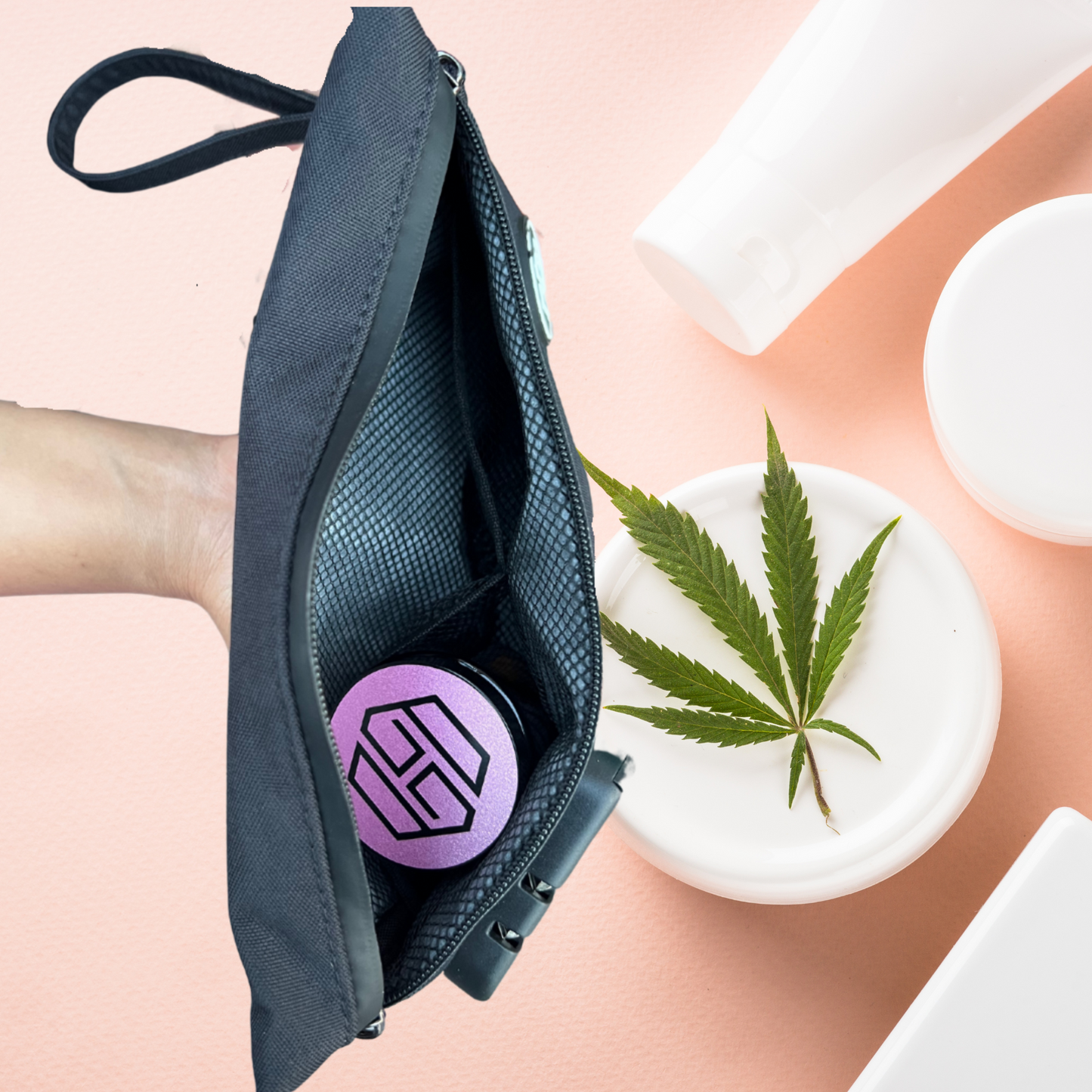 Smell Proof Clutch with Lock and Jar - Black