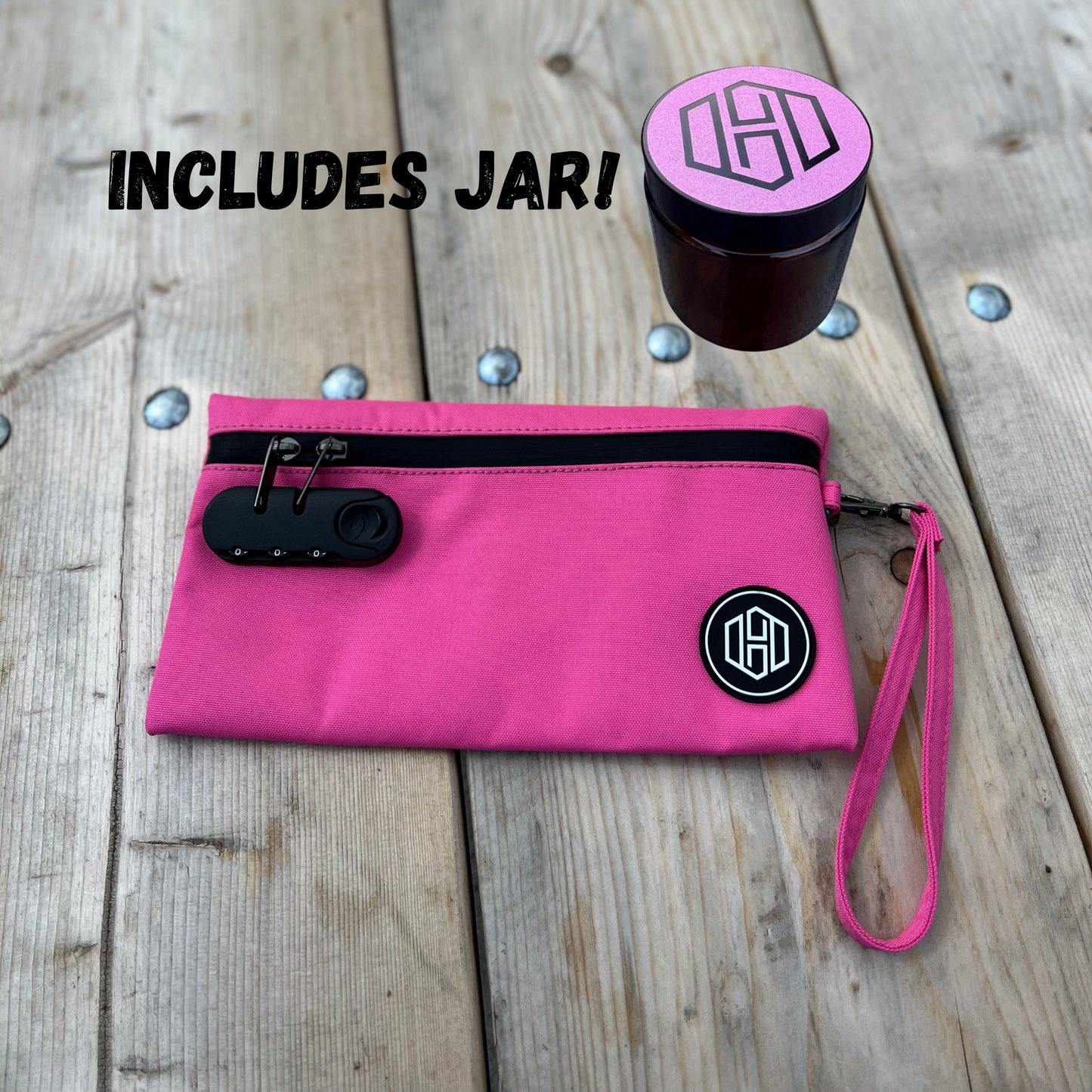 Smell Proof Clutch with Lock and Jar - Pink