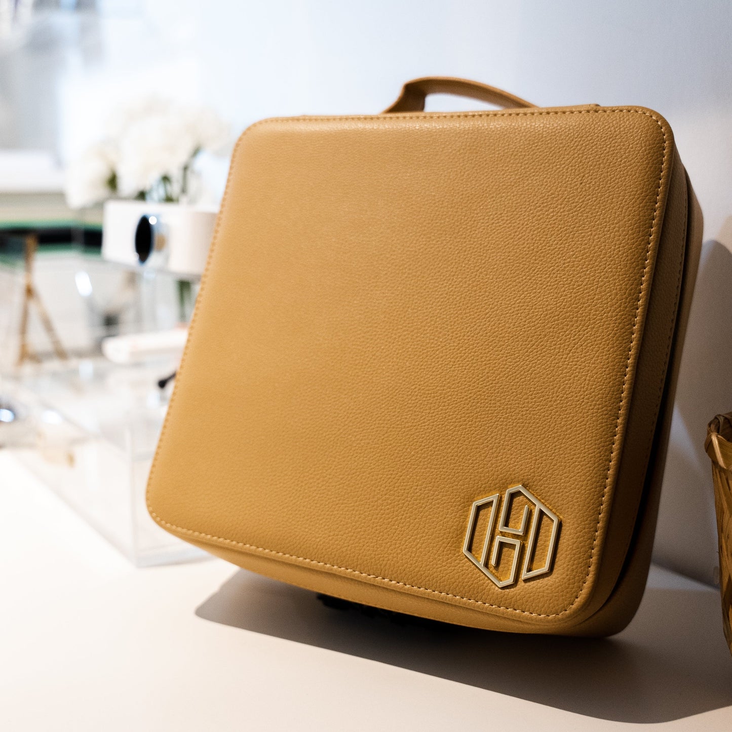 Large Leather Case - Beige