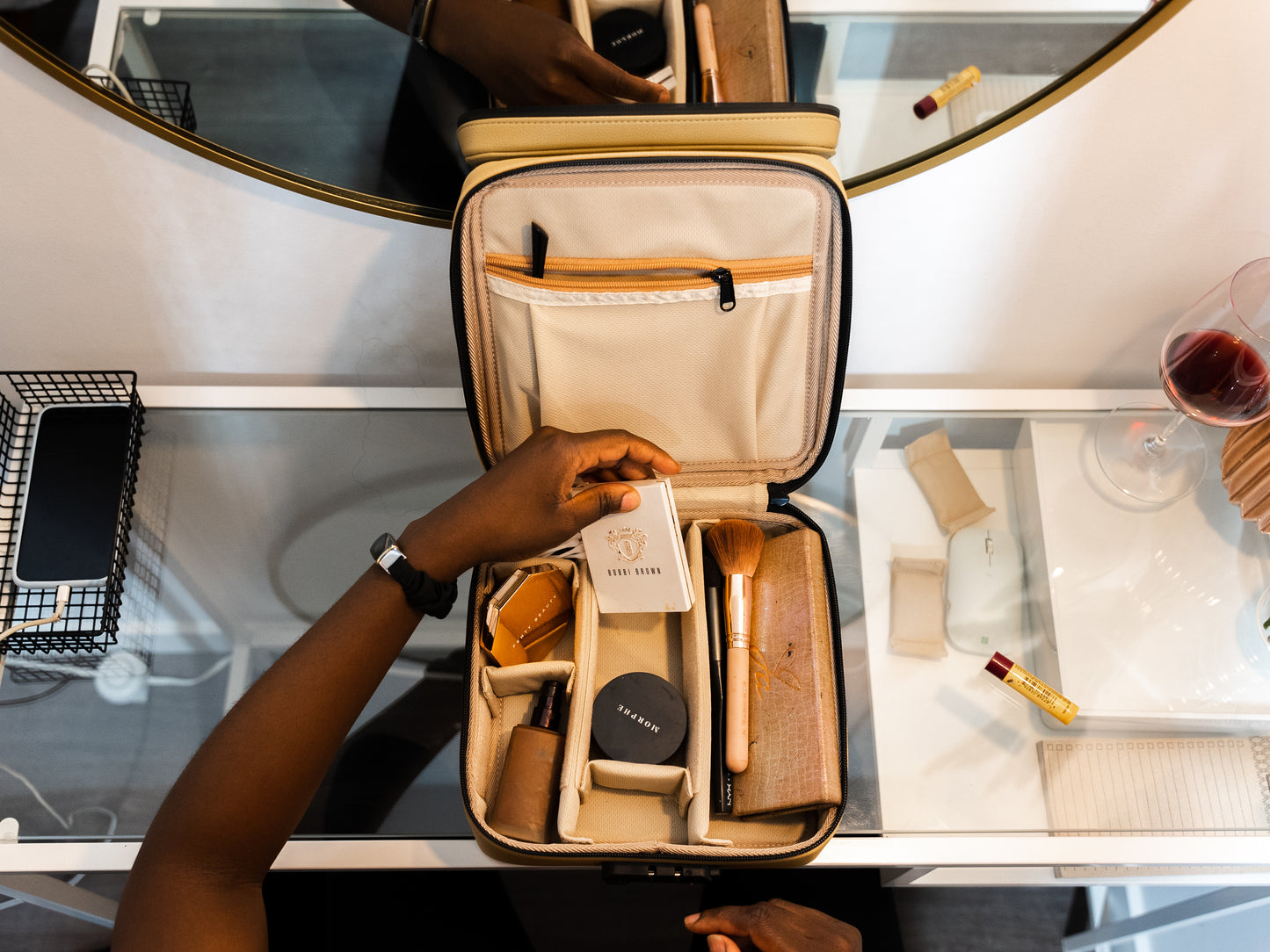 Large Leather Case - Beige